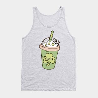 Lucky Cup Of Coffee Latte St Patricks Day Shamrock Clover Tank Top